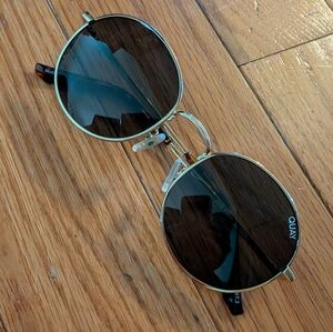 Quay Gold Black Round Sunglasses